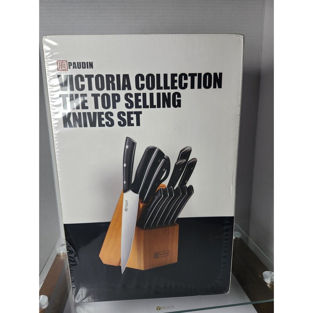Paudin Victoria 15-Piece Kitchen Knife Set with Block, New & Sealed